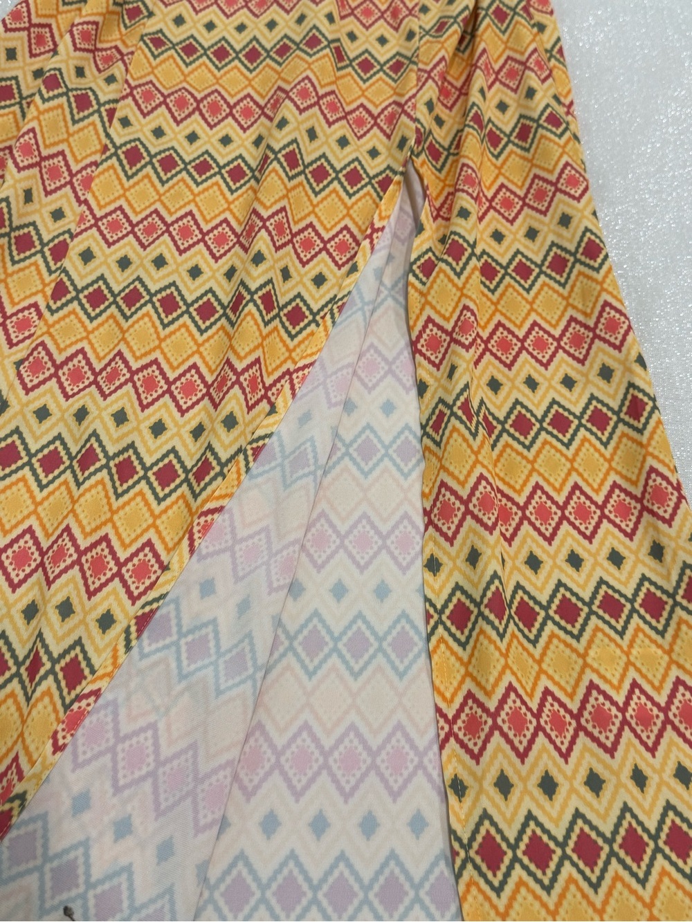 Urban Outfitters Yellow Geometric Midi Dress Front Slit Size Small Womens - Picture 6 of 8